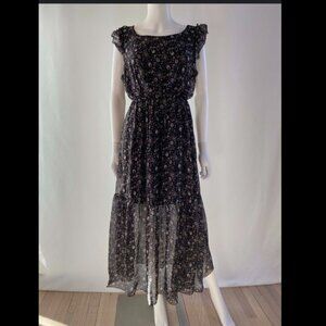 Le Ragazze Sundress Floral Black Maxi Dress